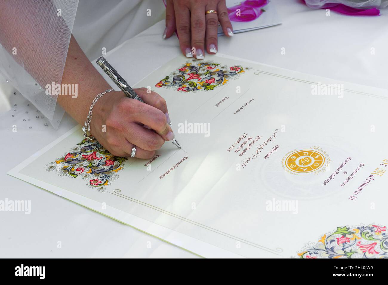 Hochzeitssignatur Stockfoto