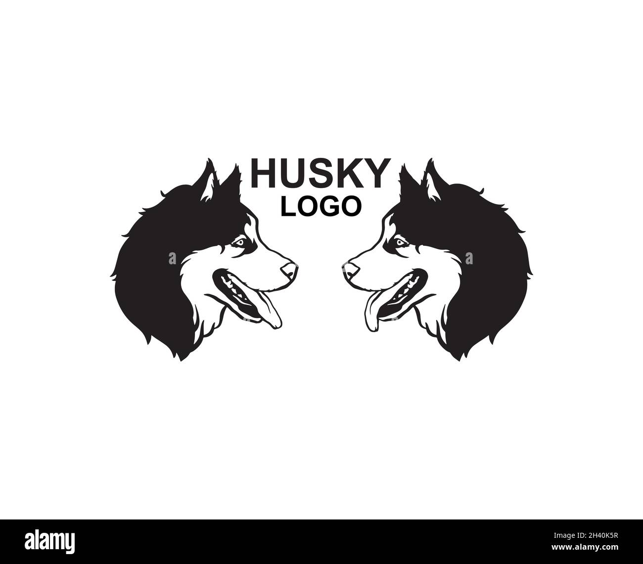 Husky-Logo. Vektor eines Hundes sibirische Husky auf weißem Hintergrund. Husky-Logo. Vector Hundesatz. Haustier Stock Vektor