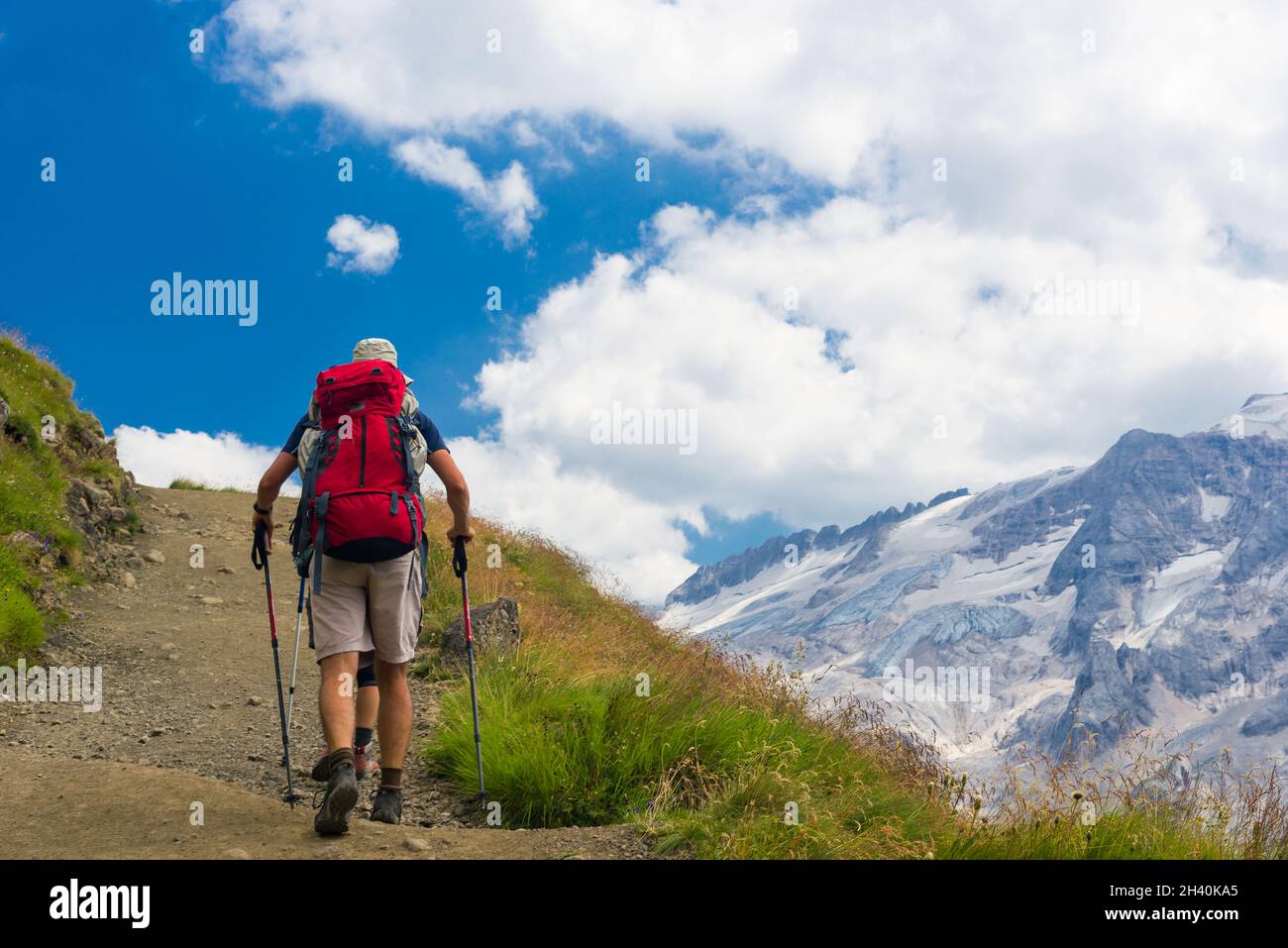 Wanderer auf einem Wanderweg Stockfoto