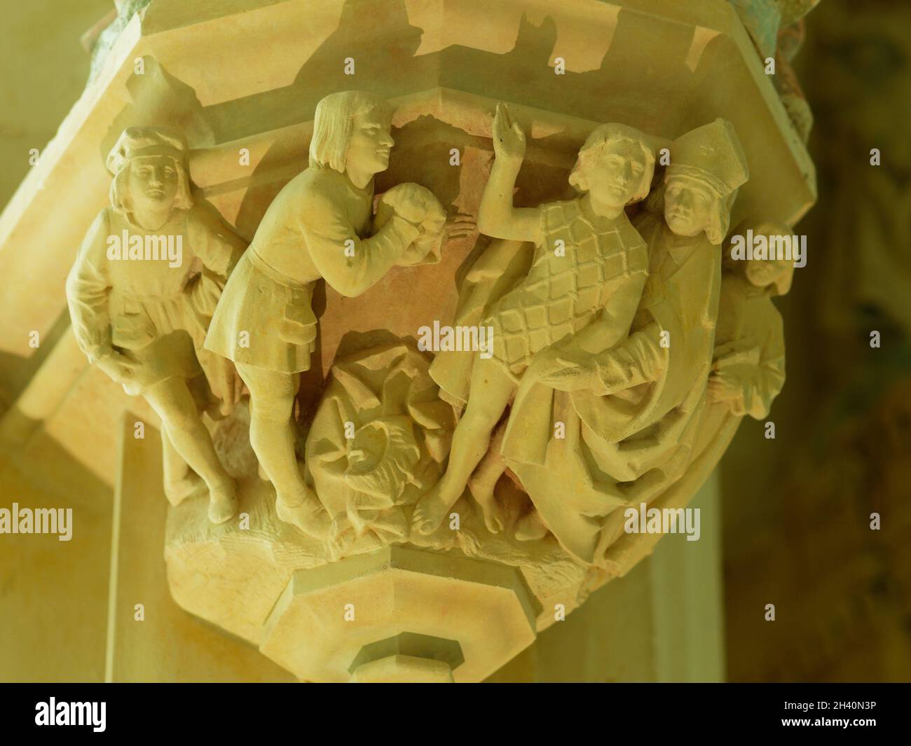 Chapiteau de pilier sculpté Stockfoto