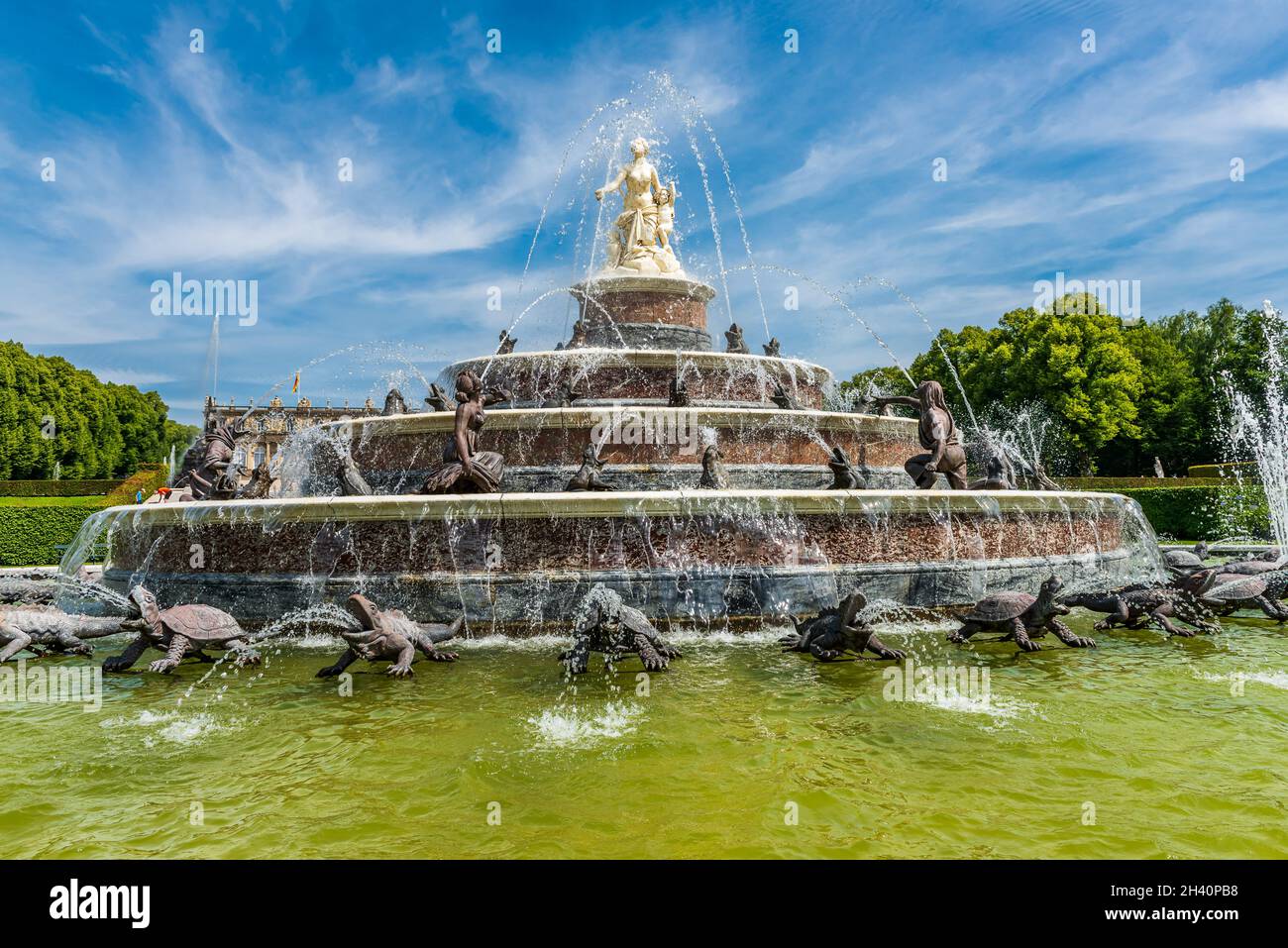 Latonabrunnen in Herrenchiemsee Stockfoto