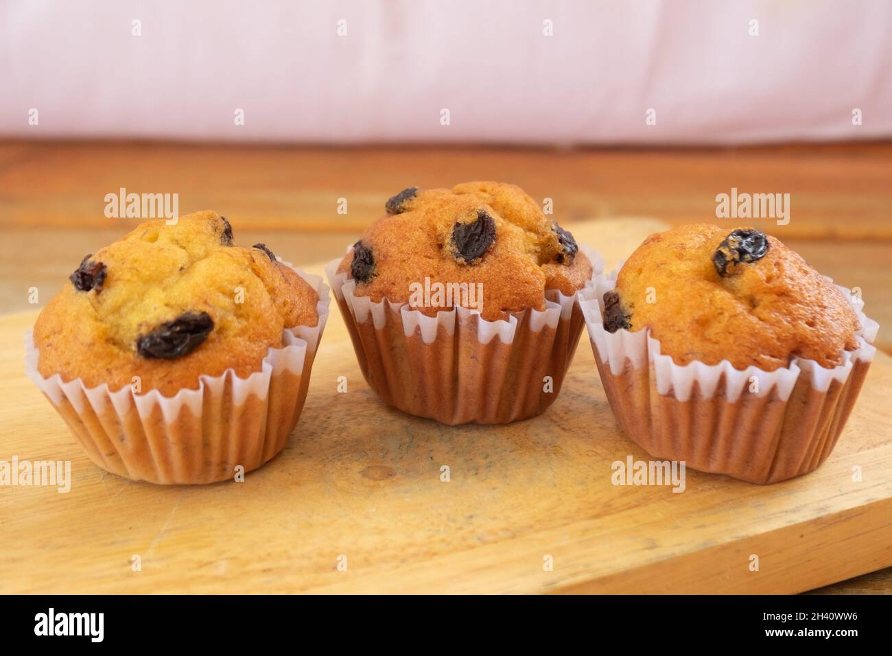 Bananenkuchen, Bananenkuchen in einer Pappbecher-Nahaufnahme Stockfoto