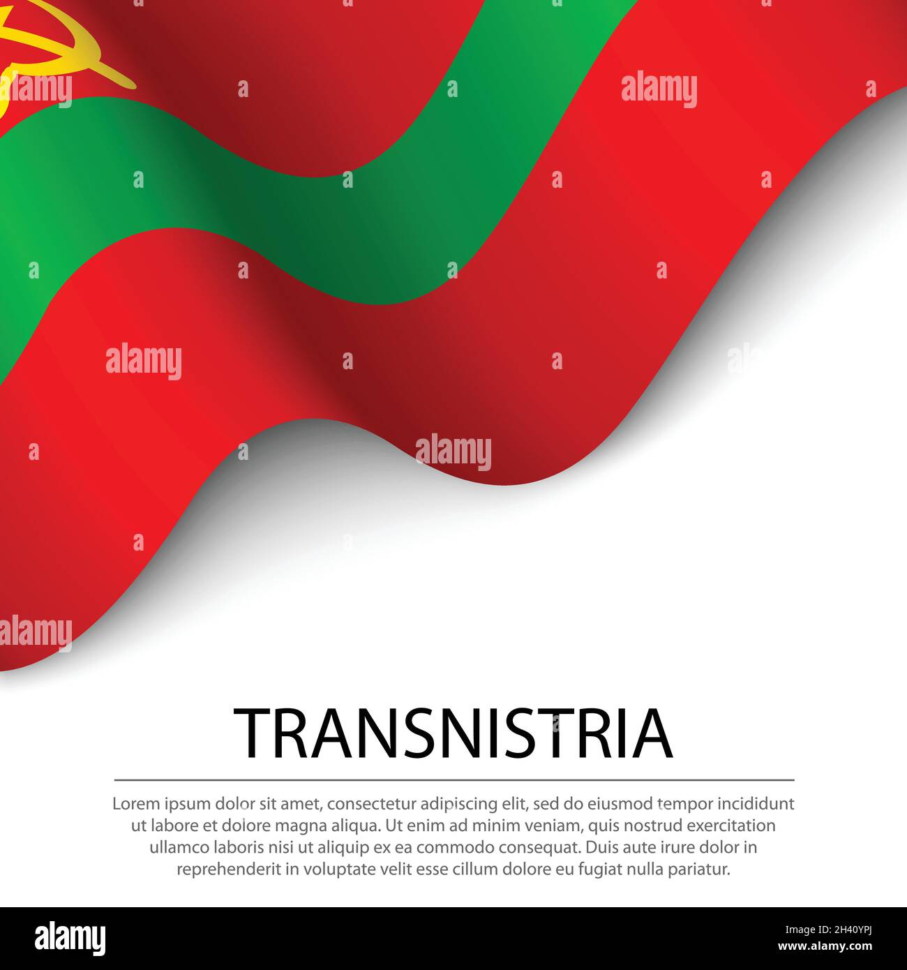 Winkende Flagge von Transnistria auf weißem Hintergrund. Banner- oder Ribbon-Vektorvorlage Stock Vektor