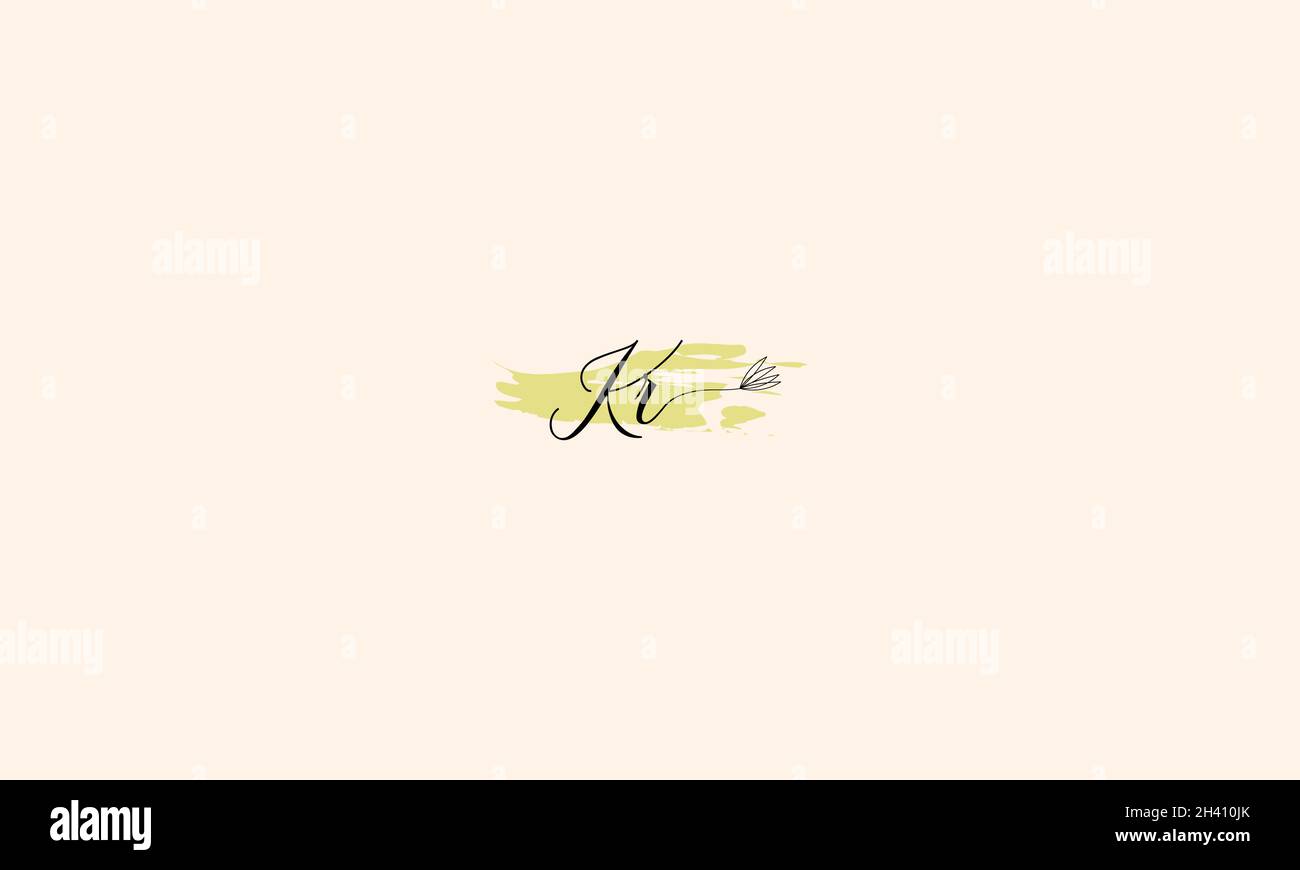 BUCHSTABEN KR-LOGO-DESIGN MIT NEGATIVEM PLATZEFFEKT FÜR DIE ILLUSTRATION Stock Vektor