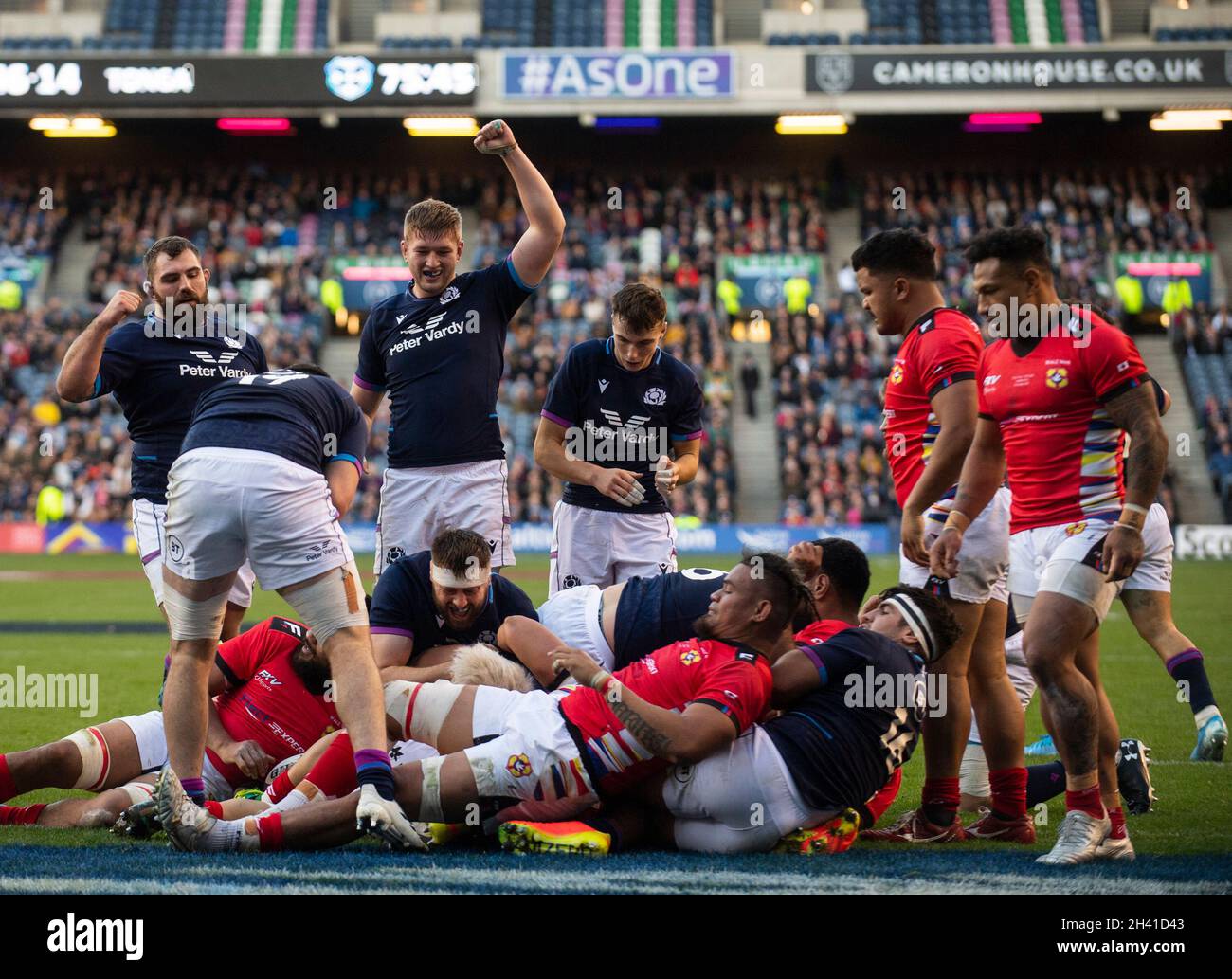 Autumn Nations Series - Schottland / Tonga. Oktober 2021. Schottland ist Gastgeber des ersten Spiels der Autumn Nations Series 2021 im Murrayfield Stadium, Edinburgh, Schottland. VEREINIGTES KÖNIGREICH. Bild zeigt: Scotland Hooker, George Turner punktet in der 2. Halbzeit als Scotland-Thrash Tonga 60-14. Quelle: Ian Jacobs/Alamy Live News Stockfoto