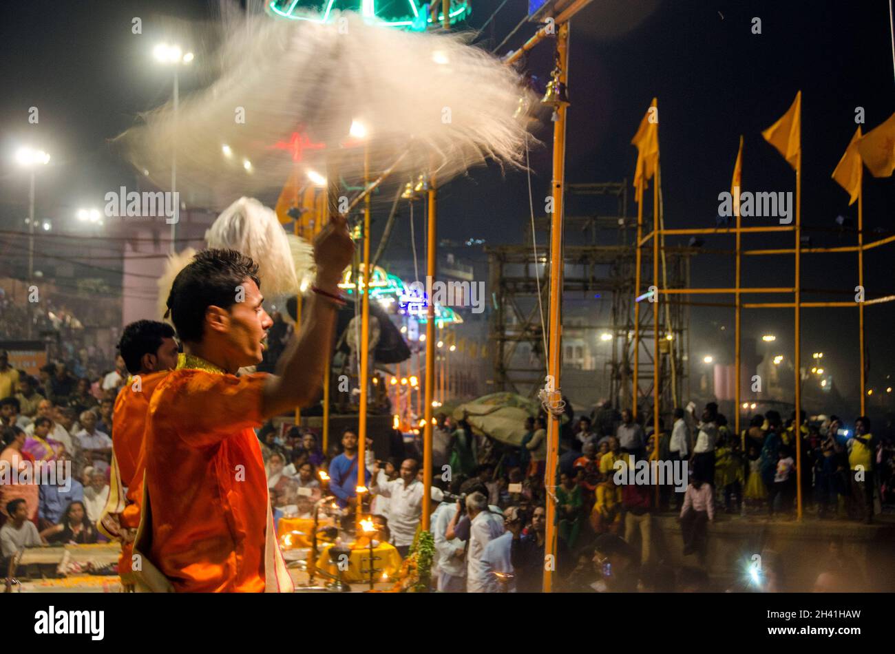 varanasi ganga aarti uttar pradesh indien Stockfoto