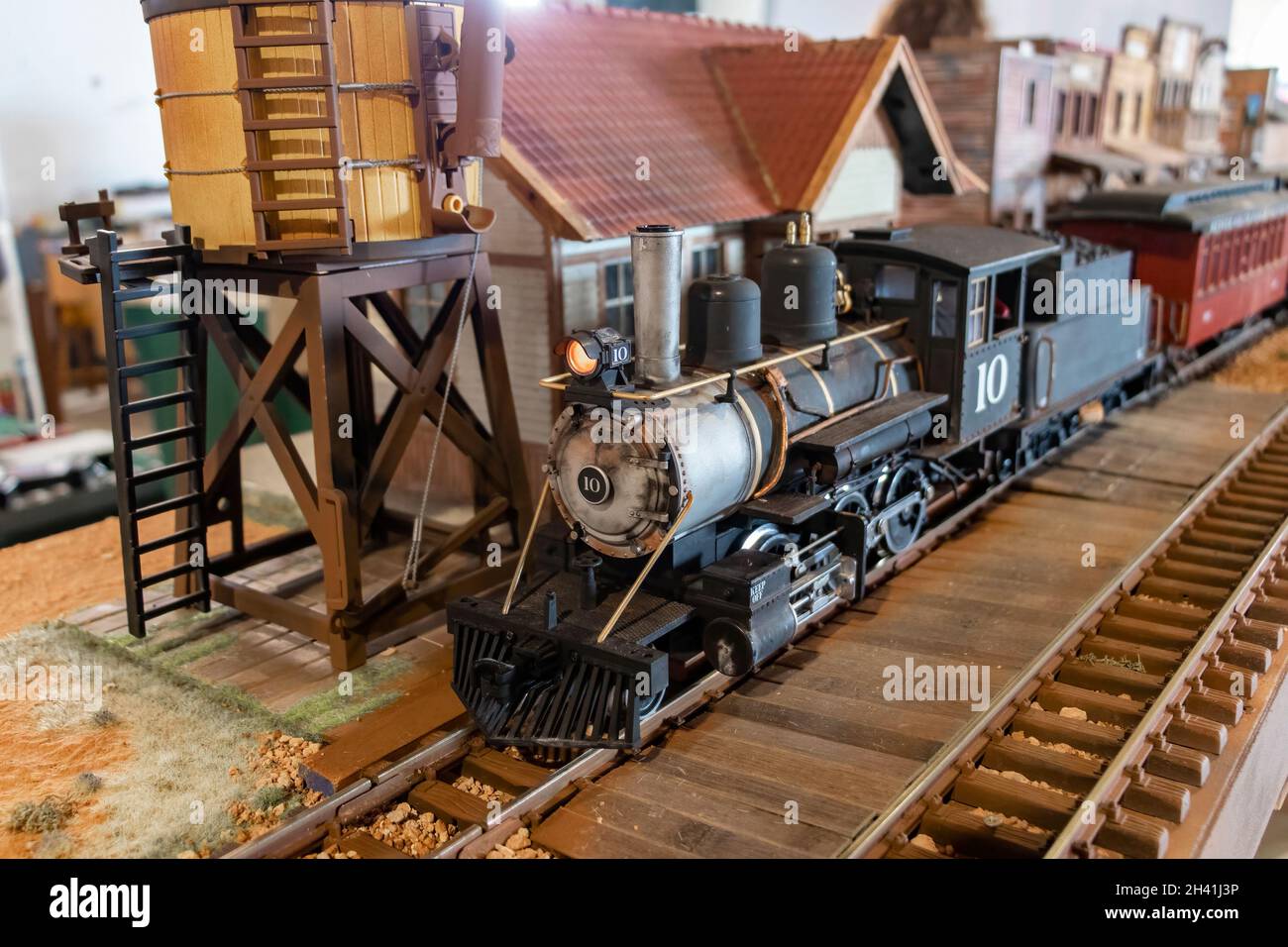 Modelldampflokomotive, Teil der Geschichte der amerikanischen Eisenbahn Stockfoto