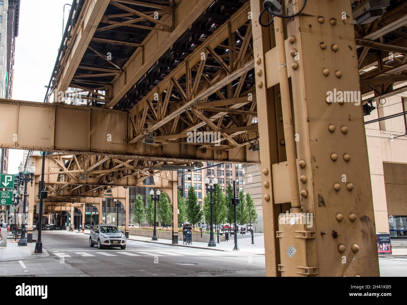 U-Bahn-Gleise der Loop-Linie in Chicago, USA Stockfoto