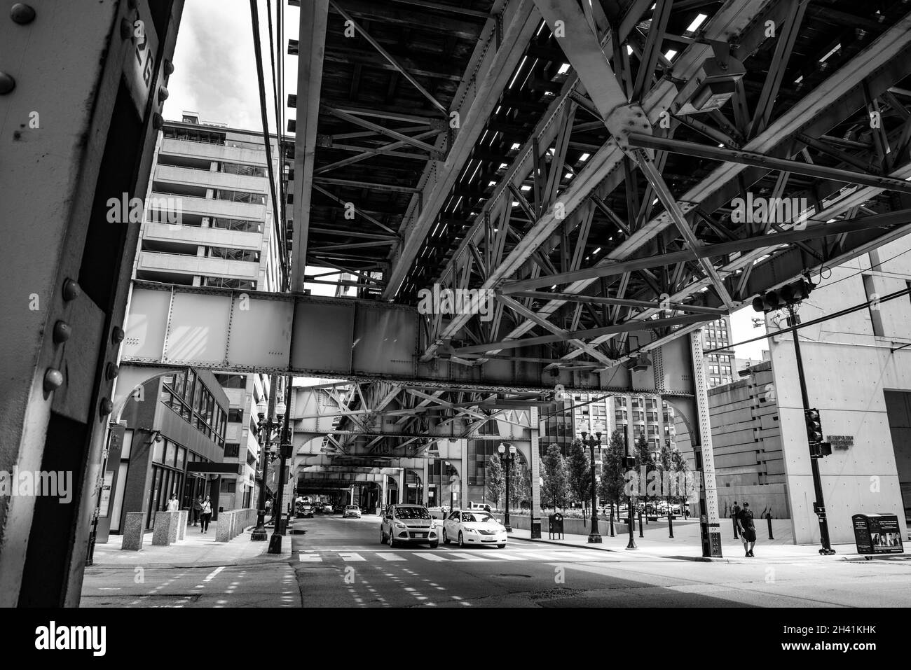 U-Bahn-Gleise der Loop-Linie in Chicago, USA Stockfoto