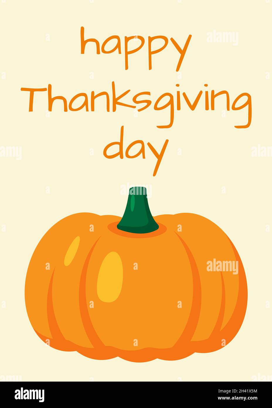 Happy Thanksgiving Day, positive Karte mit Kürbis. Grußkarte, Flyer, Banner, Poster-Vorlage. Kochen Urlaub Herbst Essen für traditionelle Abendessen Stock Vektor