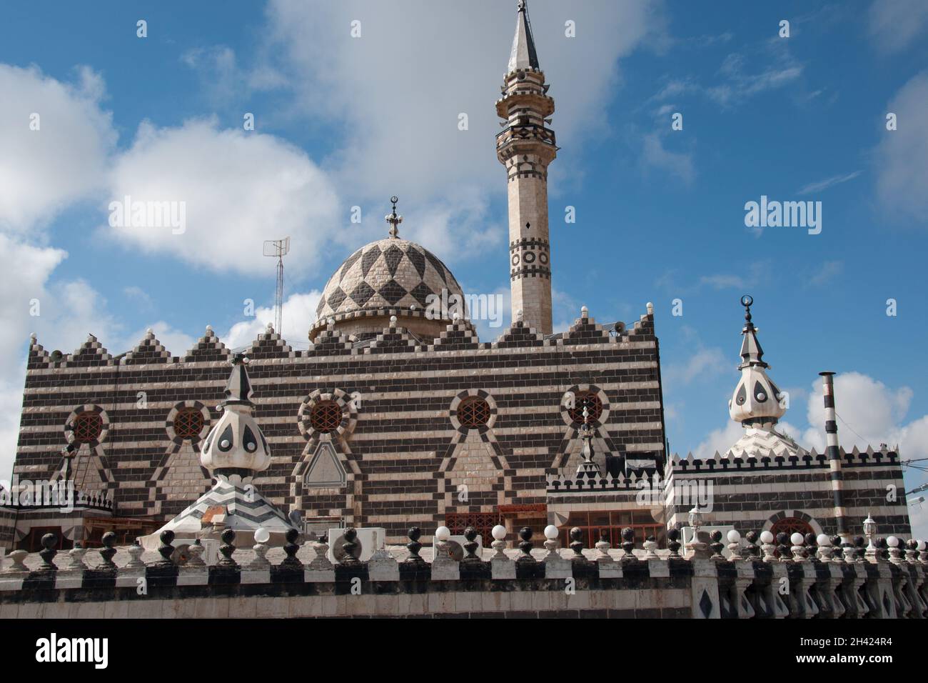 Abu Darwish Moschee, Amman, Jordanien - Schwarz-Weiß-Moschee Stockfoto