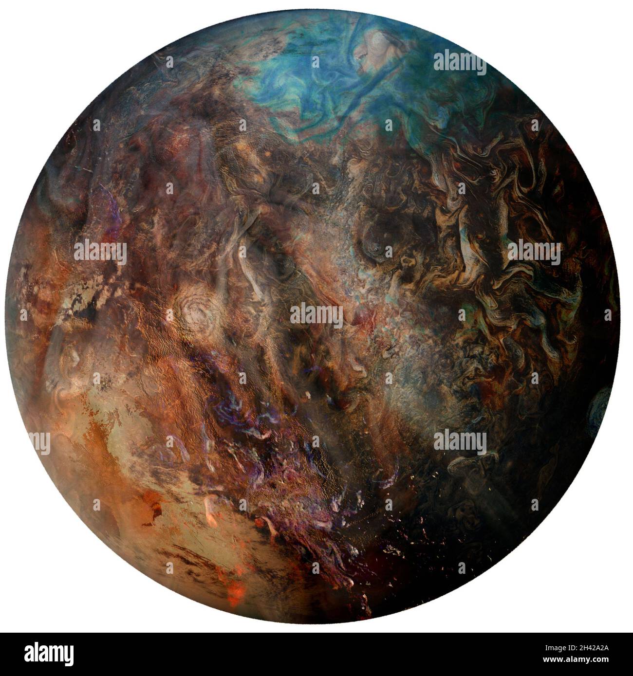 Jupiter-Planet isoliert auf Weiß, Collage aus buntem fremdem Gasplaneten. Elemente dieses Bildes werden von der NASA eingerichtet. Stockfoto