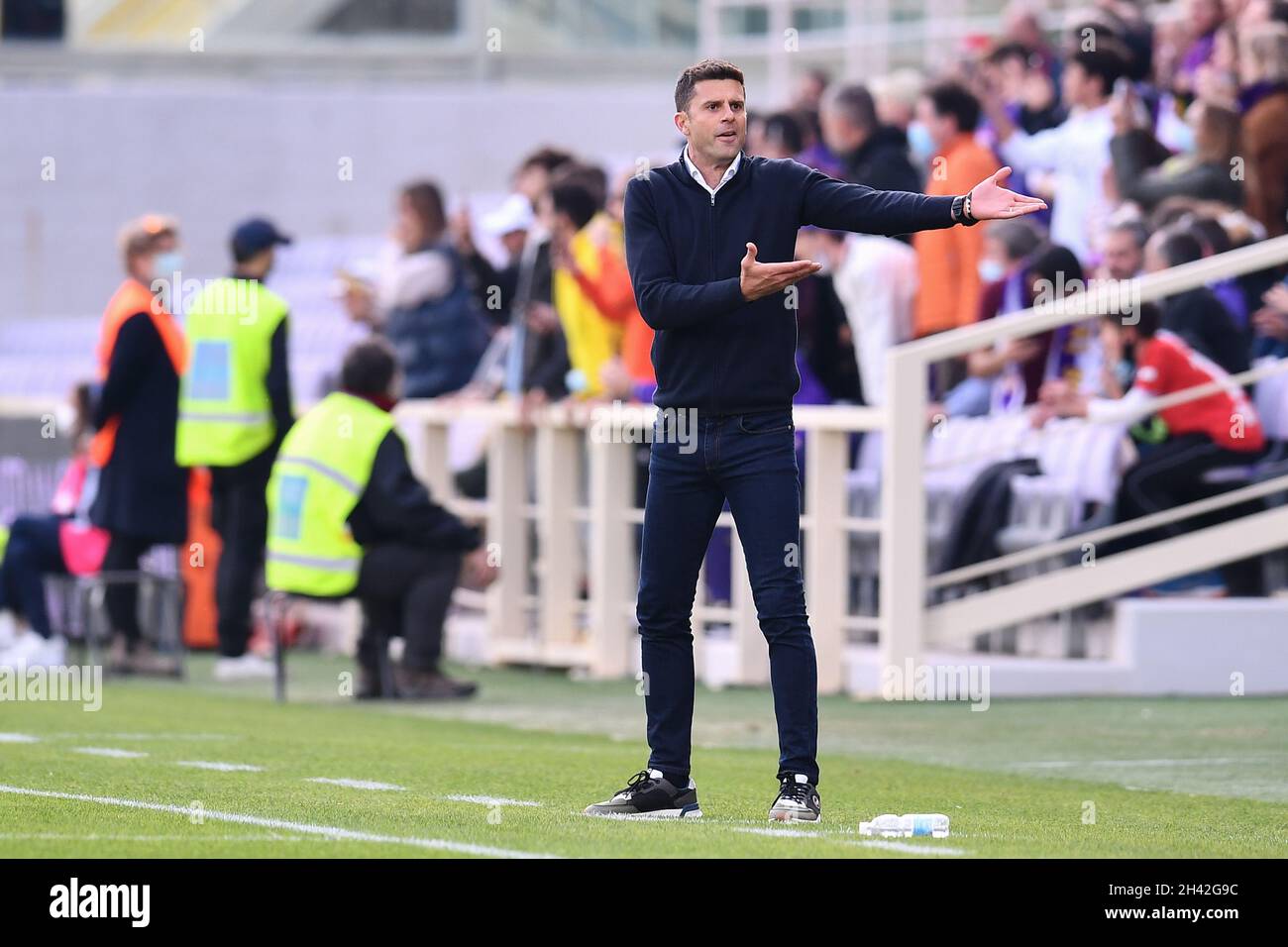 Stadion Artemio Franchi, Florenz, Italien, 31. Oktober 2021, Thiago Motta (Cheftrainer Spezia) während des Spiels ACF Fiorentina gegen Spezia Calcio - italienische Fußballserie A Stockfoto