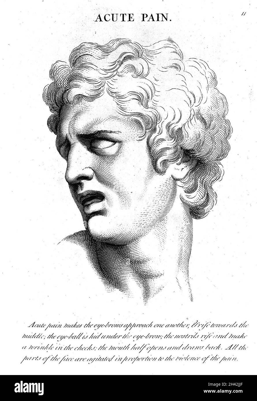 „akuter Schmerz“ von le Brun, Heads. Darstellung der verschiedenen Leidenschaften der Seele..., um 1760 Stockfoto