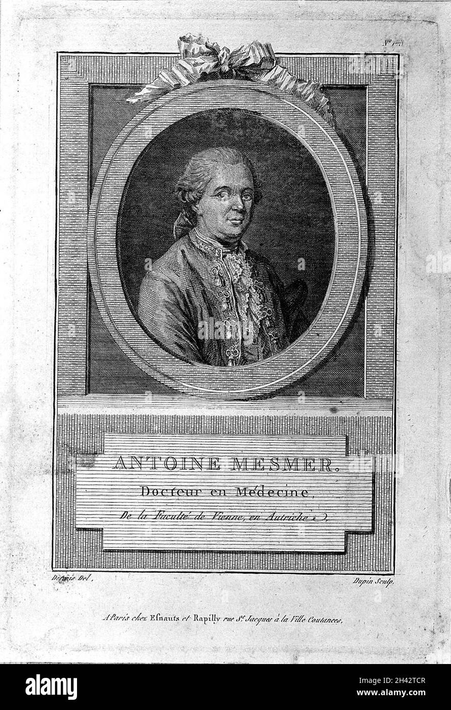 Franz Anton Mesmer. Stich von N. Dupin nach C.-L. Desrais. Stockfoto