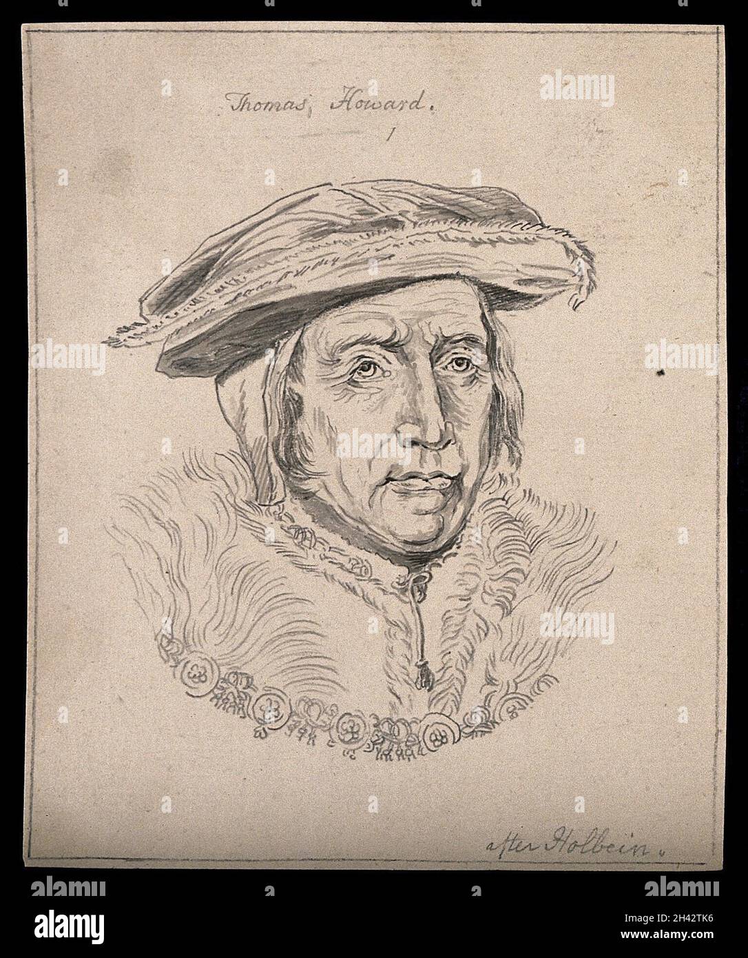 Thomas Howard. Zeichnung, c. 1794, nach H. Holbein. Stockfoto