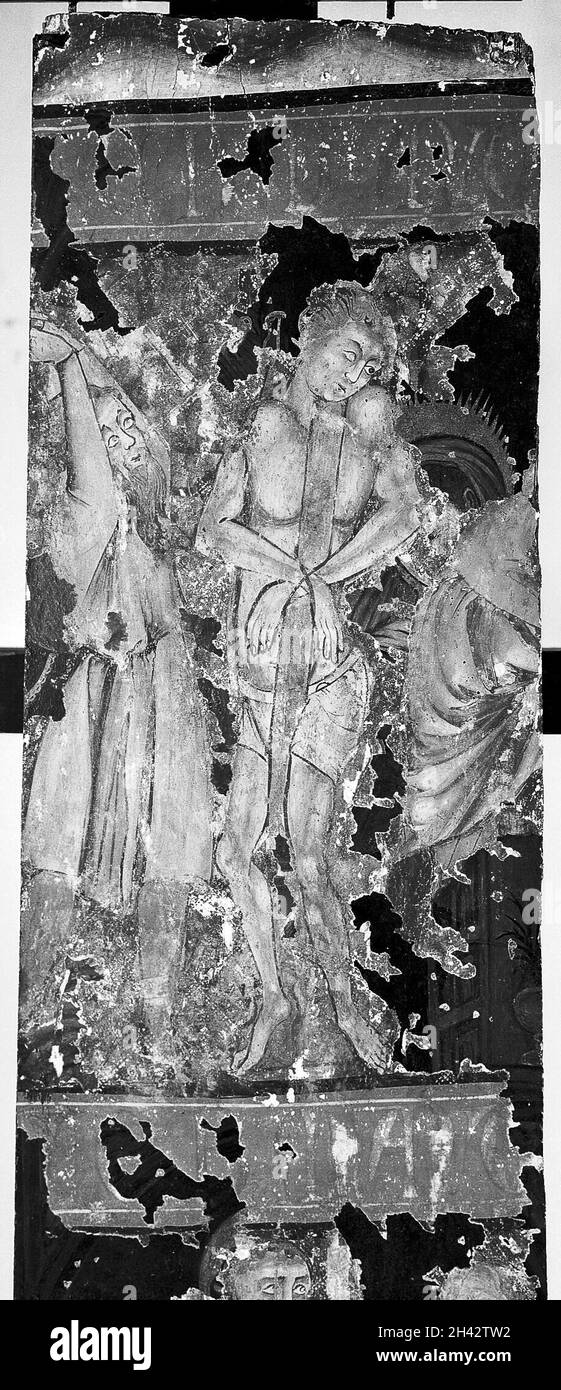 Eine Geißelung (oben) und eine nicht identifizierte Szene (unten). Stockfoto