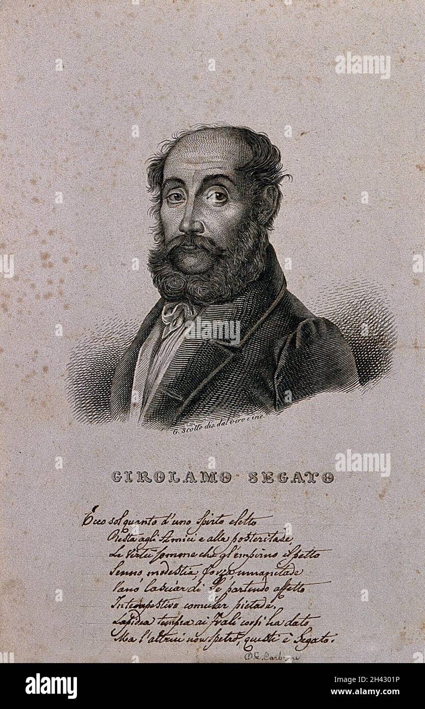 Girolamo Segato. Liniengravur von G. Scotto nach sich selbst. Stockfoto