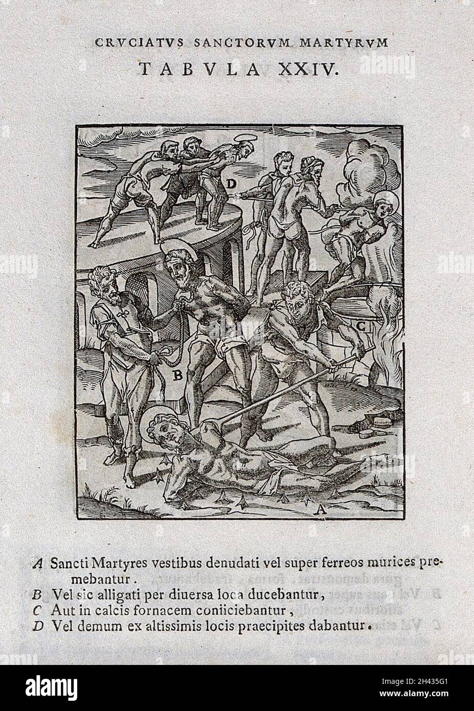 Martyrium männlicher Heiliger durch verschiedene Methoden. Holzschnitt. Stockfoto Martyrium männlicher Heiliger durch verschiedene Methoden. Holzschnitt. Stockfoto
