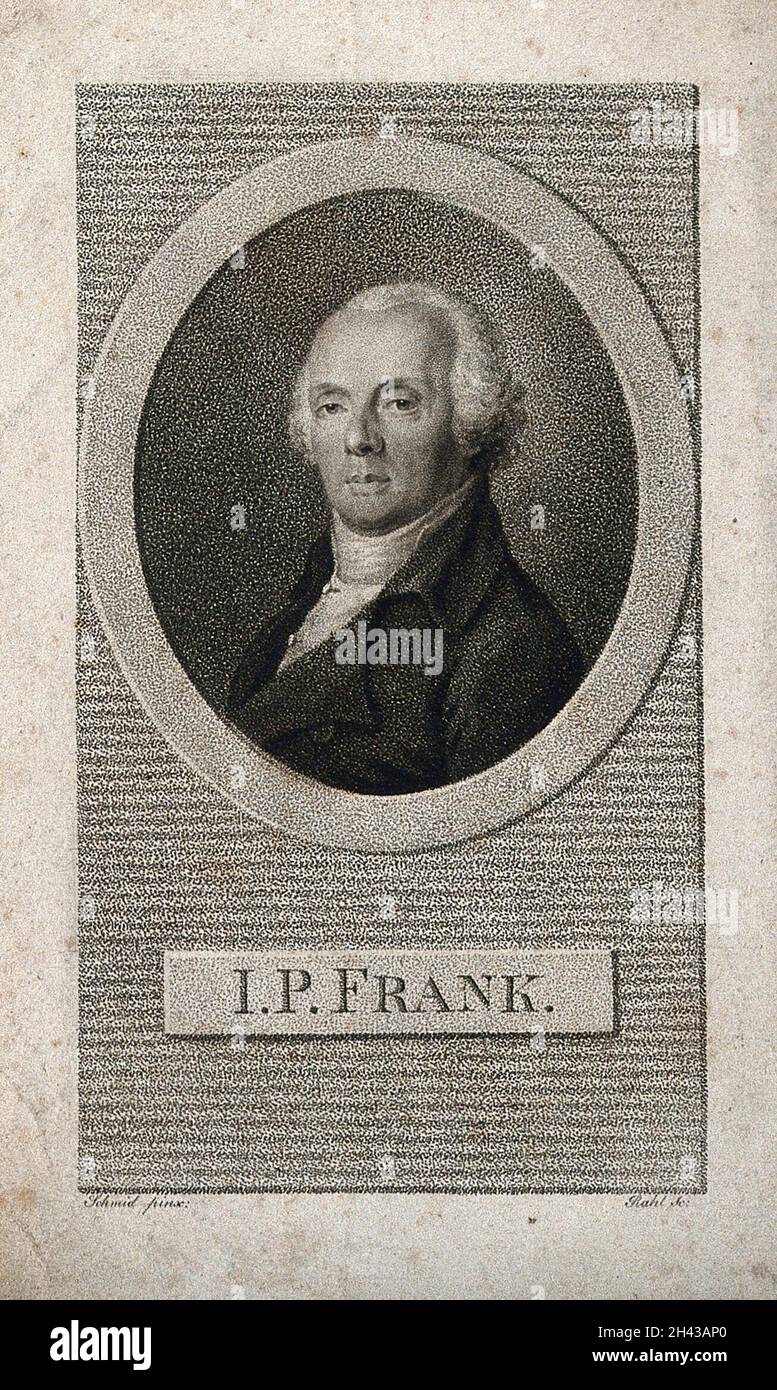 Johann Peter Frank. Stich von Rahl nach Schmid. Stockfoto