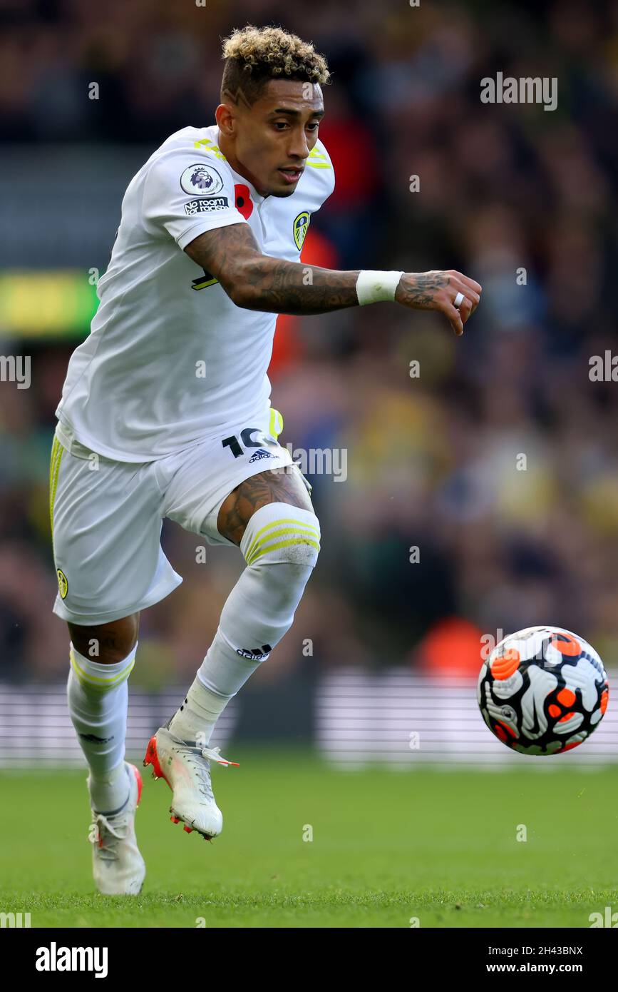 Carrow Road, Norwich, Großbritannien. Oktober 2021. Premier League Football, Norwich City versus Leeds United; Raphinha of Leeds United Credit: Action Plus Sports/Alamy Live News Stockfoto