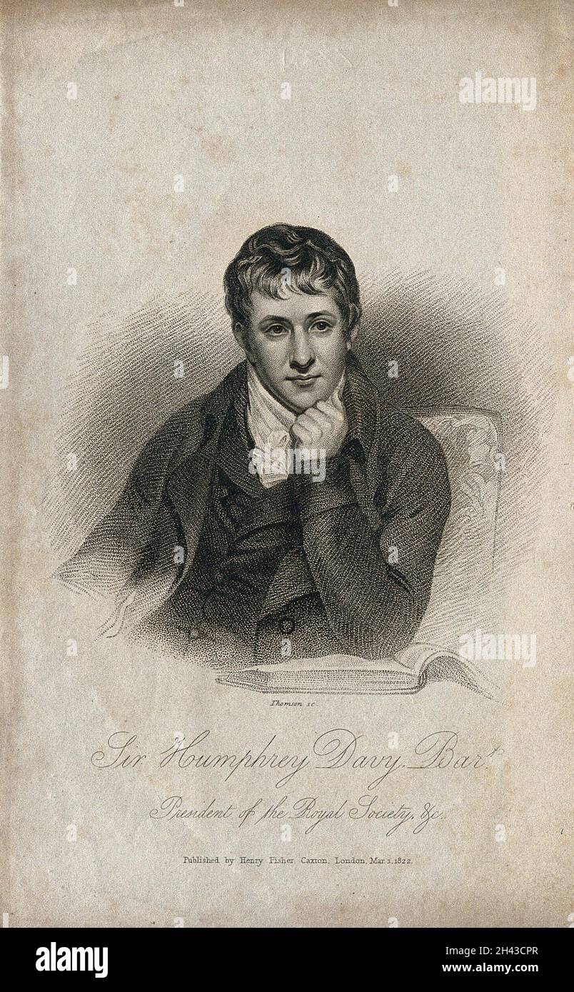 Sir Humphry Davy. Kupferstich von J. Thomson, 1822, nach H. Howard. Stockfoto