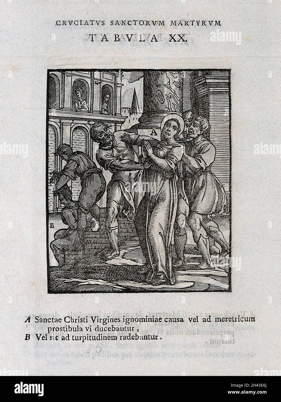 Martyrium zweier weiblicher Heiliger. Holzschnitt. Stockfoto