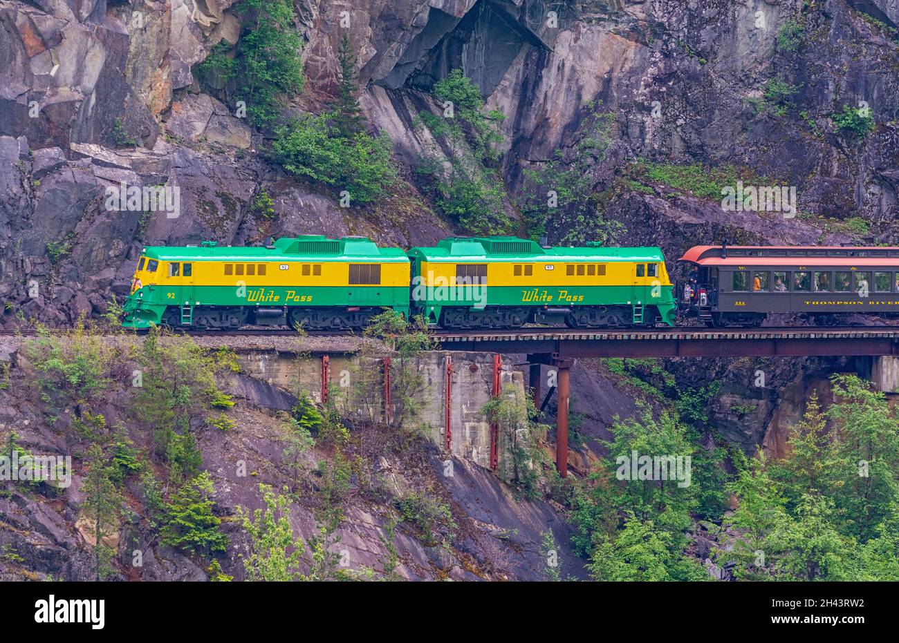Alaska, Skagway, White Pass & Yukon Route Railway, Touristenzug Stockfoto