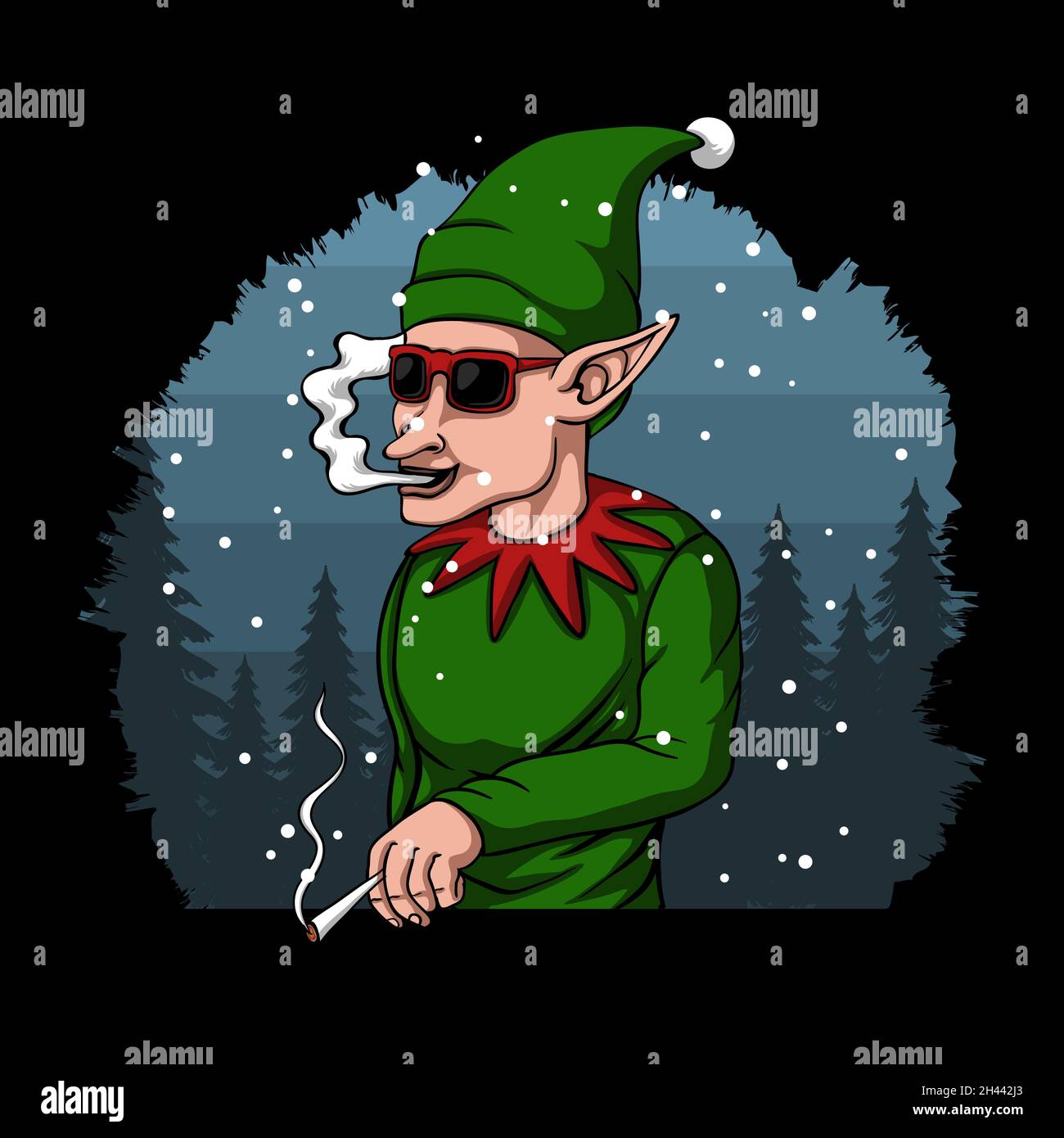 Cool santa claus Elf fröhlich weihnachten Vektor Illustration Stock Vektor