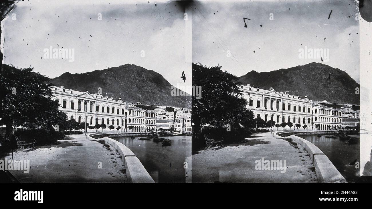 Waterfront, Hongkong. Foto, 1981, aus einem Negativ von John Thomson, 1868/1871. Stockfoto