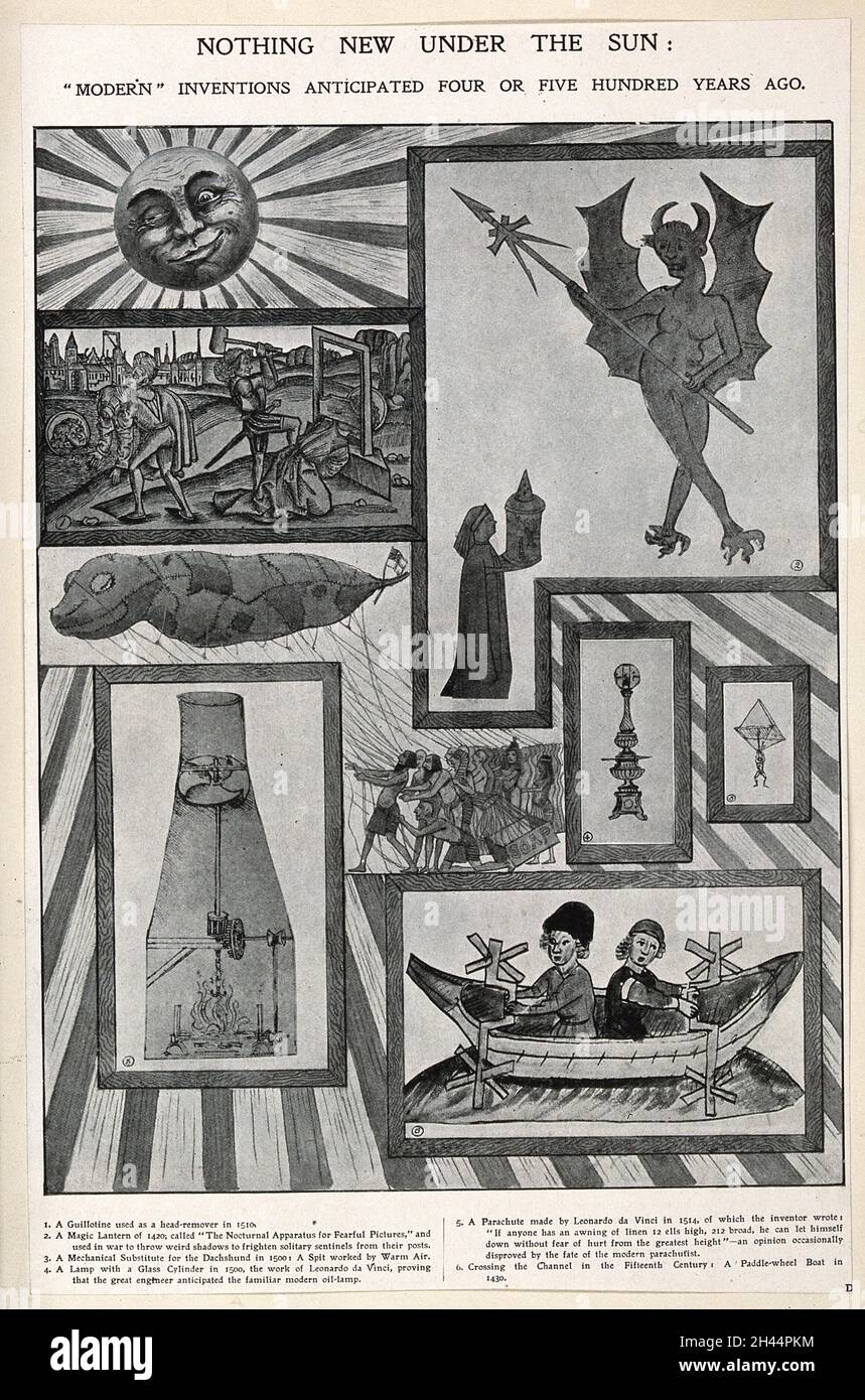 Erfindungen: Verschiedene Illustrationen aus mittelalterlichen oder späteren Manuskripten. Prozessdruck, 1905. Stockfoto