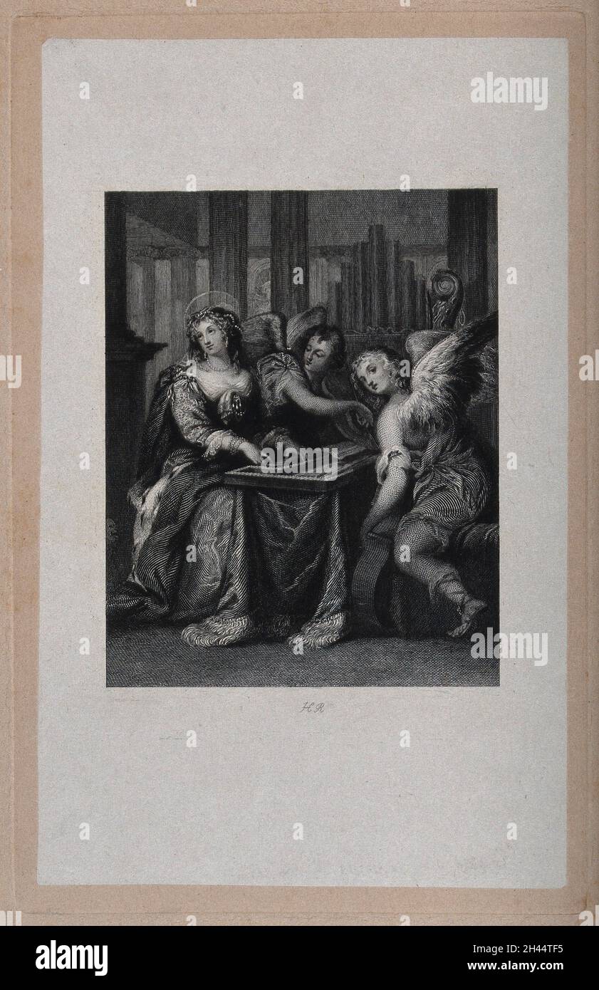 Saint Cecilia. Gravur. Stockfoto