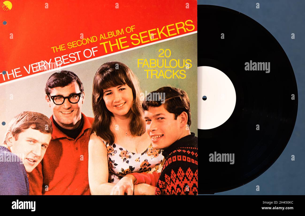 Memories of EMI - White Label Vinyl Disc The Very Best of The Seekers, das zweite Album. Stockfoto