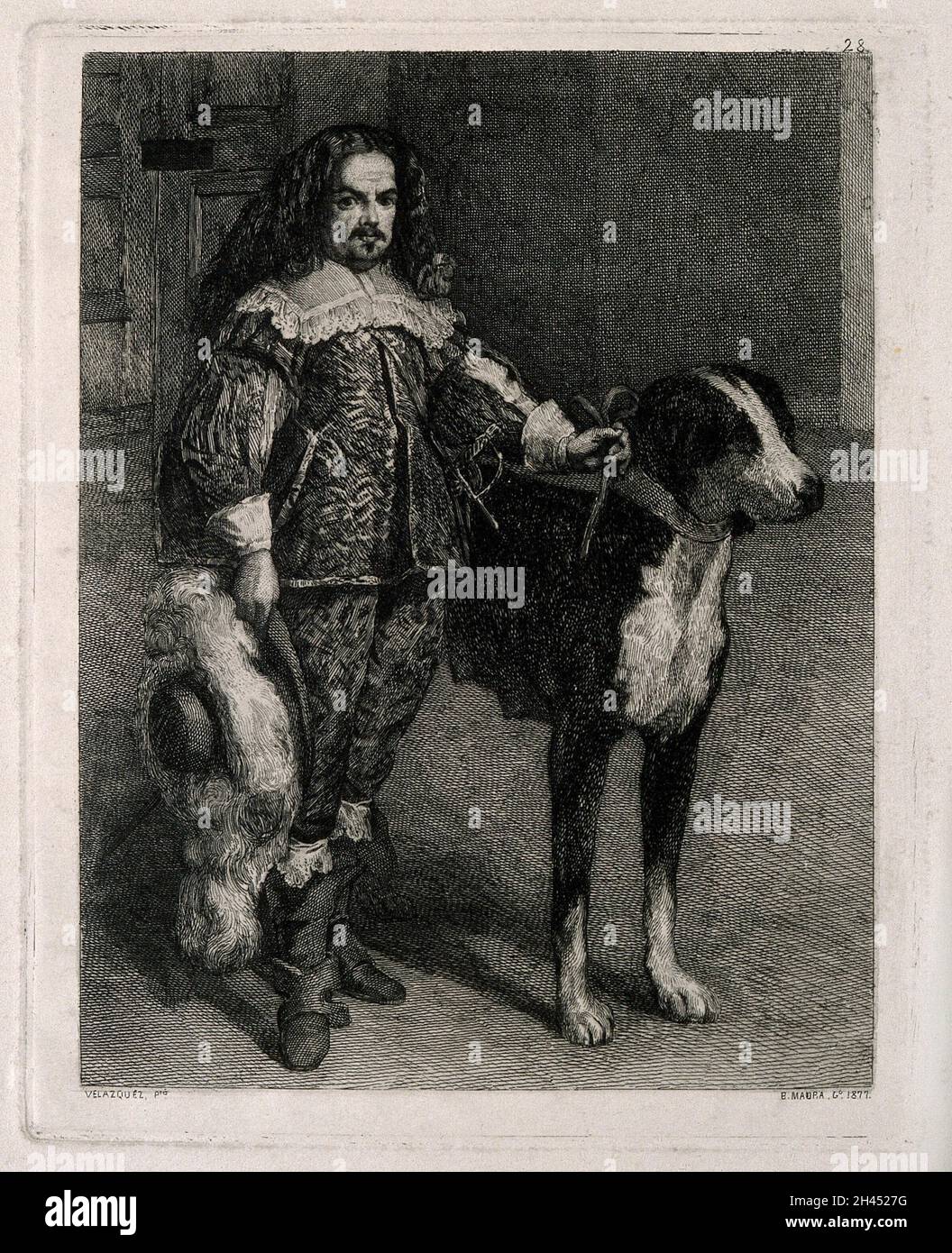 Don Antonio, ein Zwerg zu Philip IV. Radierung von B. Maura y Montaner, 1877, nach D. Velazquez. Stockfoto