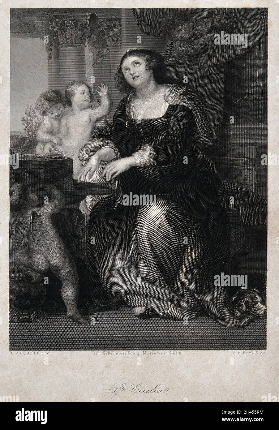 Saint Cecilia. Gravur A.H. Payne nach Sir P.P. Rubens. Stockfoto