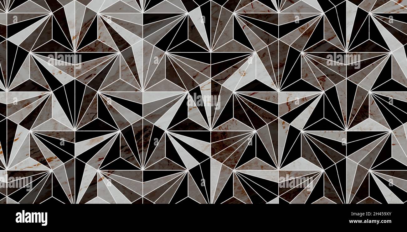 Geometrisches Muster dunkler Hintergrund mit Dreiecksform und Marmorstruktur Stock Vektor