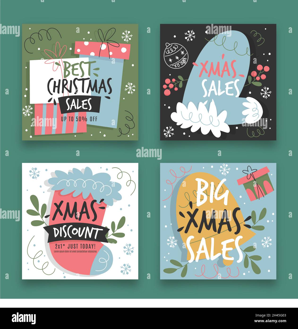 weihnachten Verkauf instagram Beiträge Vektor Design Illustration Stock Vektor