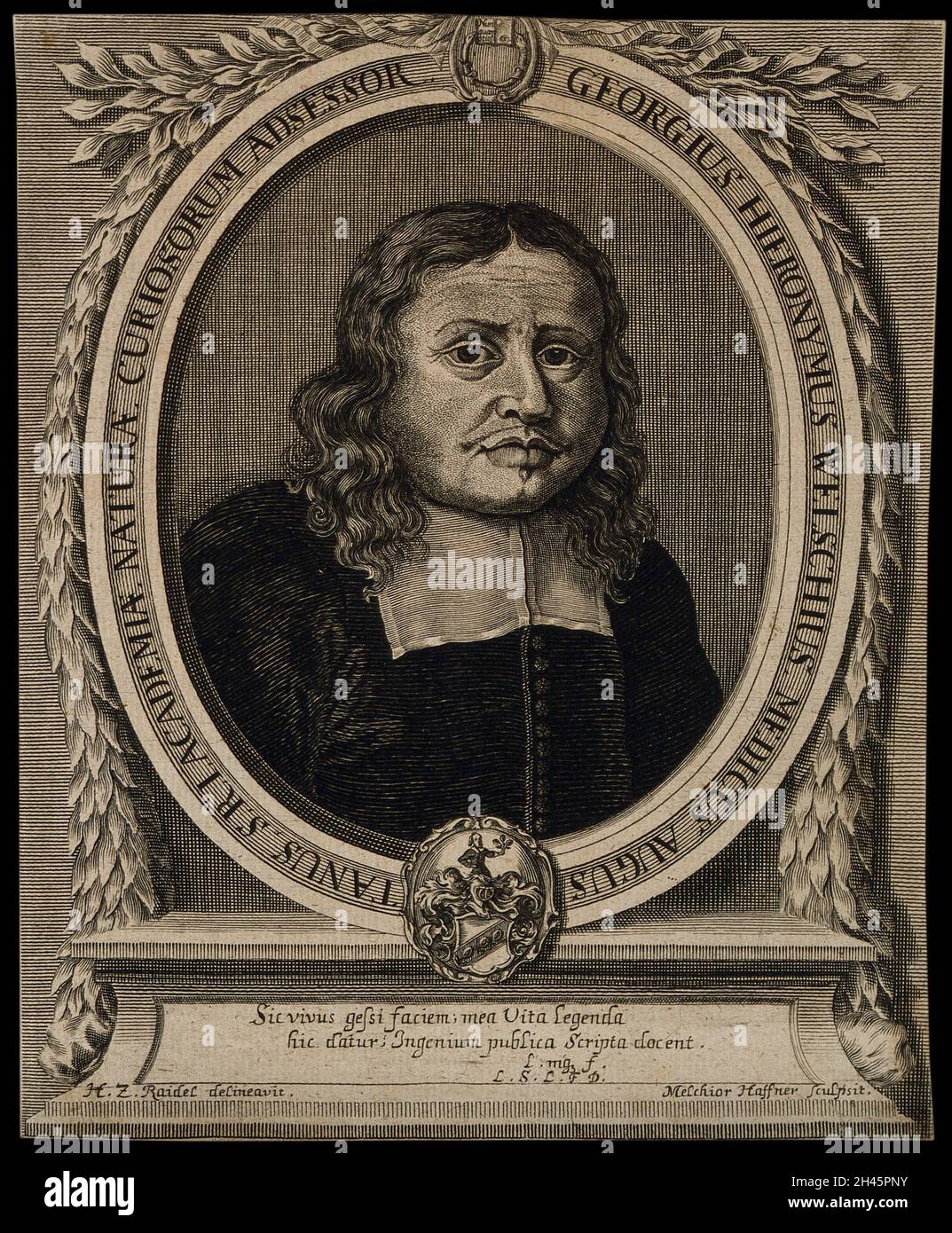 Georg Hieronymus Welsch. Linienstich von M. Haffner nach H. z. Raidel. Stockfoto