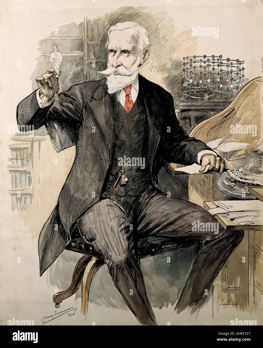 Sir William Crookes. Federzeichnung mit Waschmittel von H. Furniss, 1906. Stockfoto