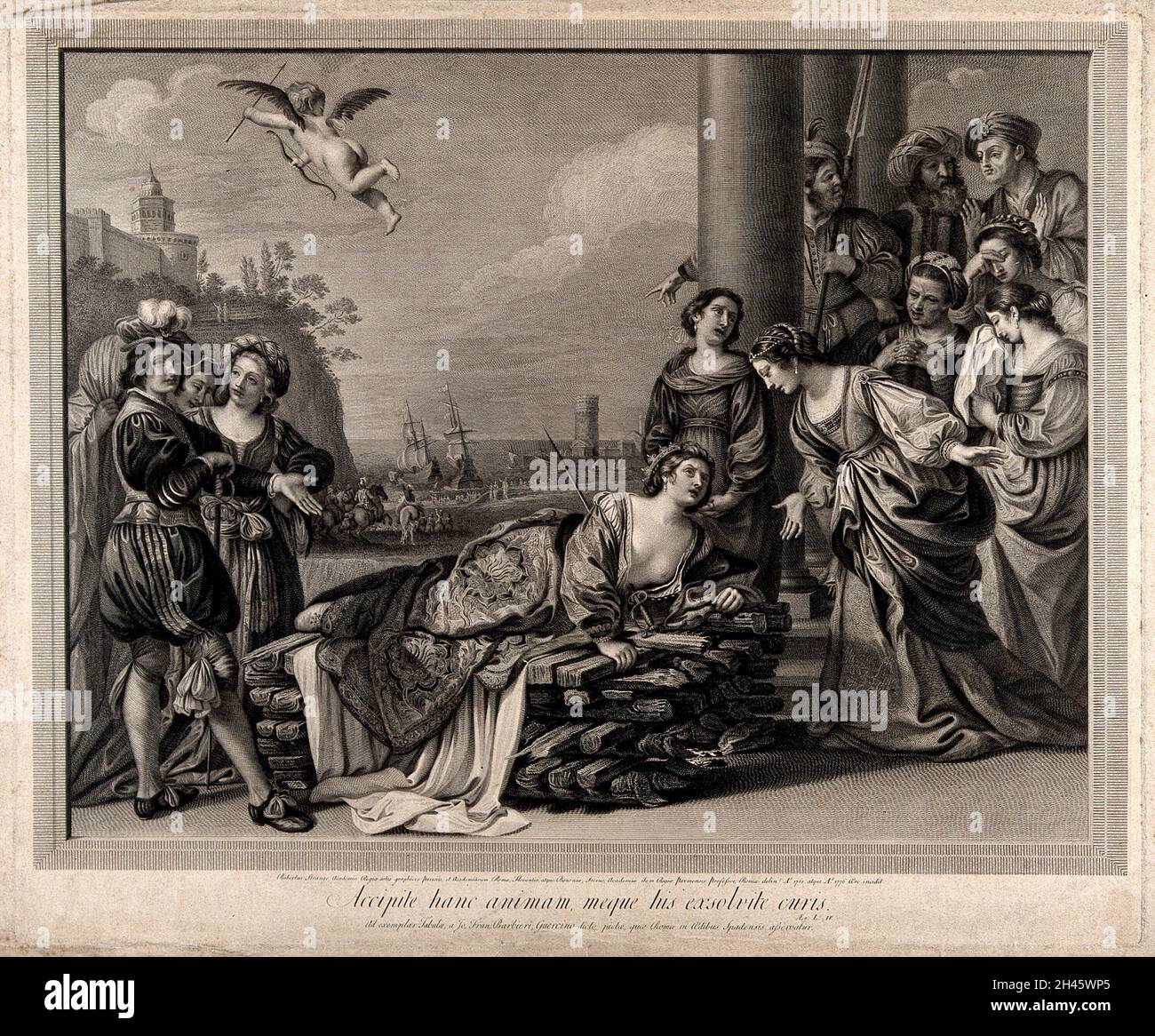 Martyrium der heiligen Agnes. Stich von R. Strange, 1776, nach G.F. Barbieri, il Guercino. Stockfoto