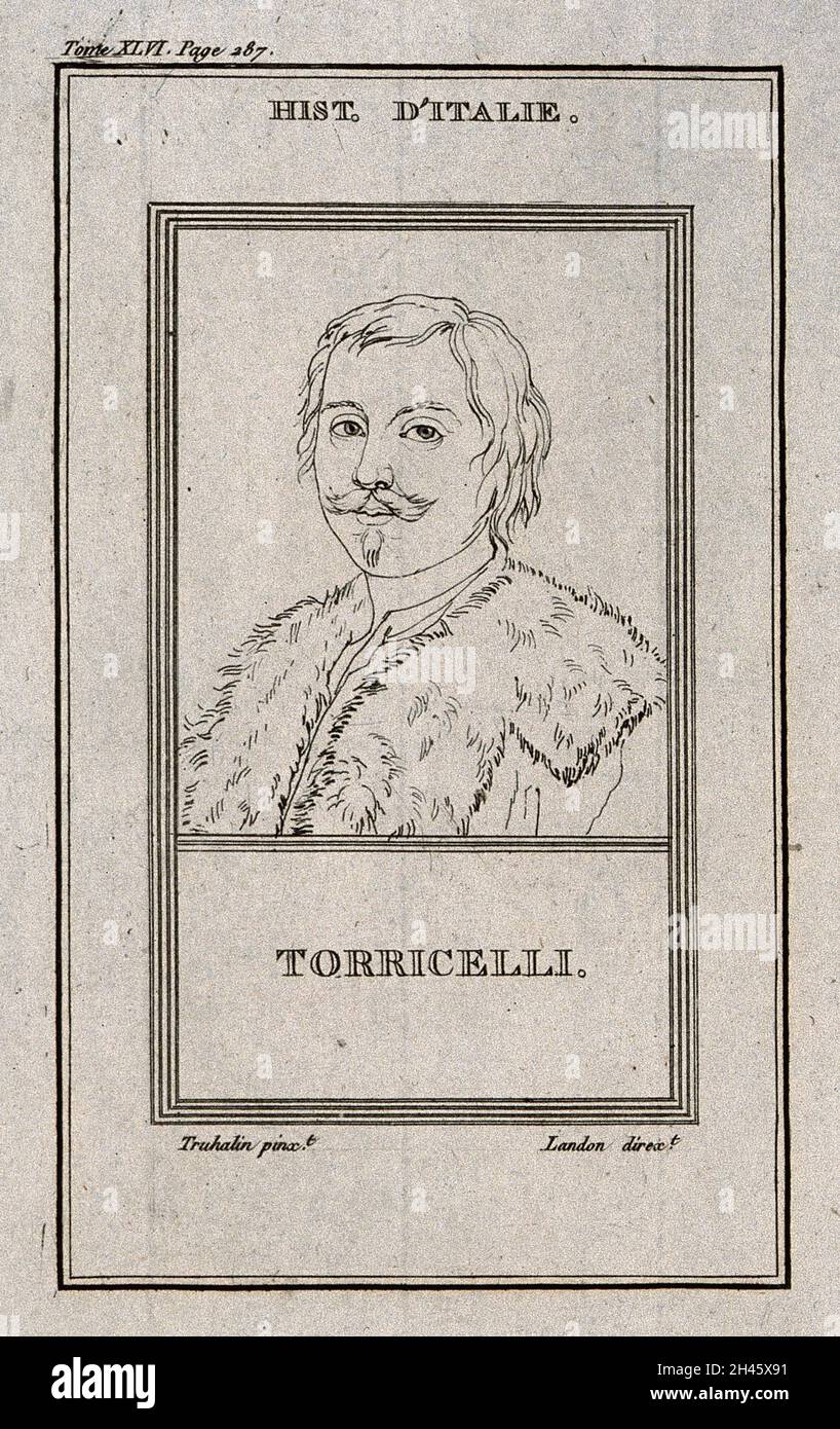 Evangelista Torricelli. Liniengravur nach Truhalin. Stockfoto
