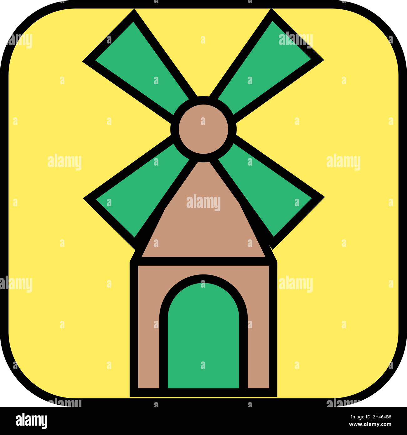 Landwirtschaft Wassermühle, Illustration, Vektor, auf weißem Hintergrund. Stock Vektor