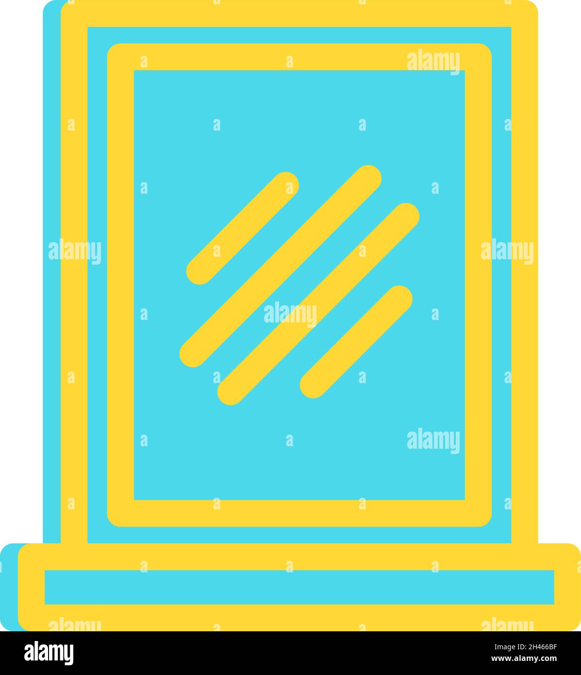 Blauer Badezimmerspiegel, Illustration, Vektor, auf weißem Hintergrund. Stock Vektor Blauer Badezimmerspiegel, Illustration, Vektor, auf weißem Hintergrund. Stock Vektor