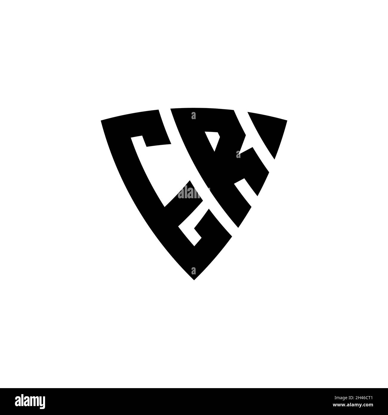 ER Monogram Logo Brief mit Dreieck Schild Form Stil Design isoliert auf weißem Hintergrund. Dreieck-Monogramm-Logo, Schild-Monogramm-Logo, Dreieck s Stock Vektor