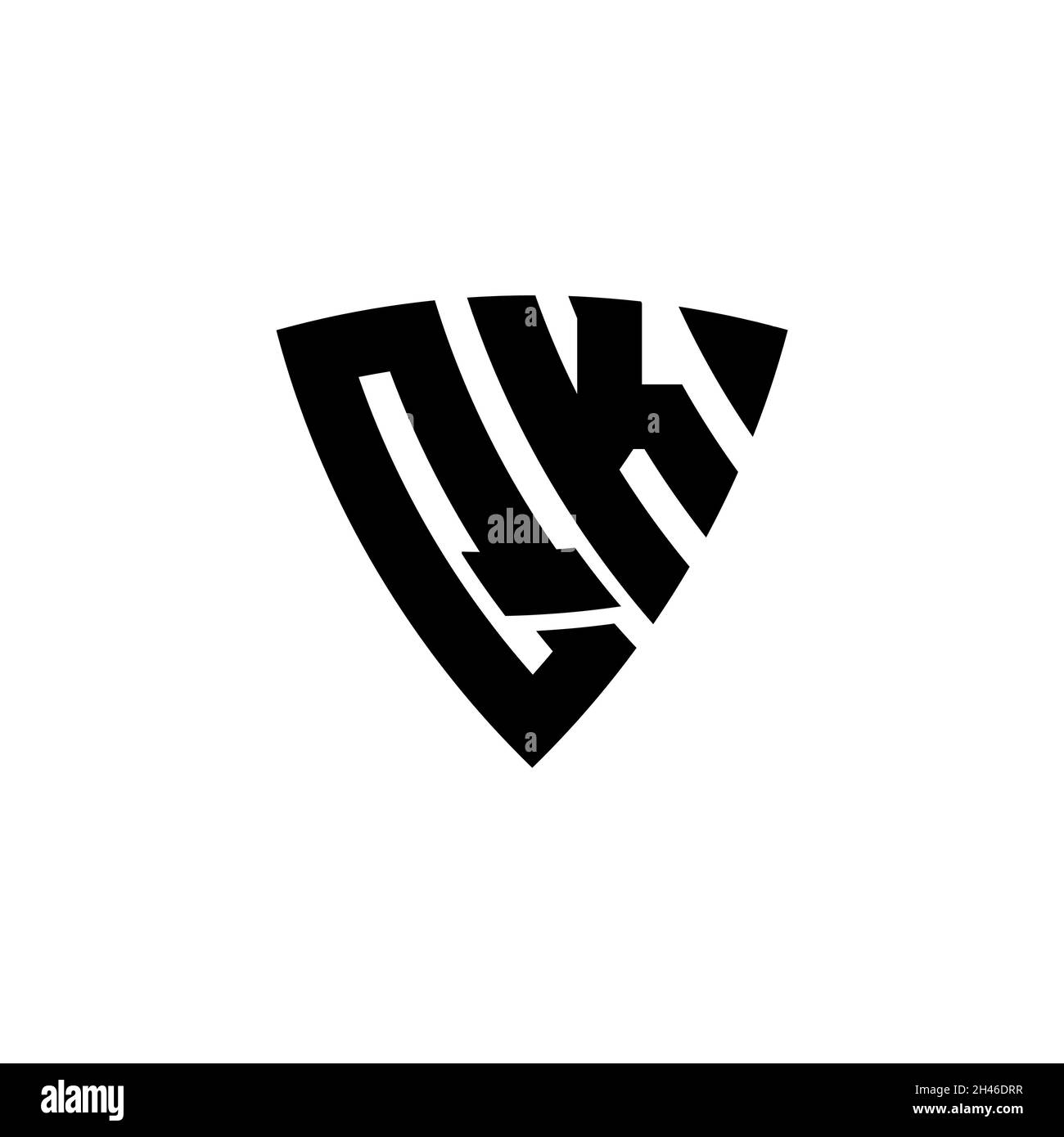 QK Monogram Logo Buchstabe mit Dreieck Schild Form Design isoliert auf weißem Hintergrund. Dreieck-Monogramm-Logo, Schild-Monogramm-Logo, Dreieck s Stock Vektor