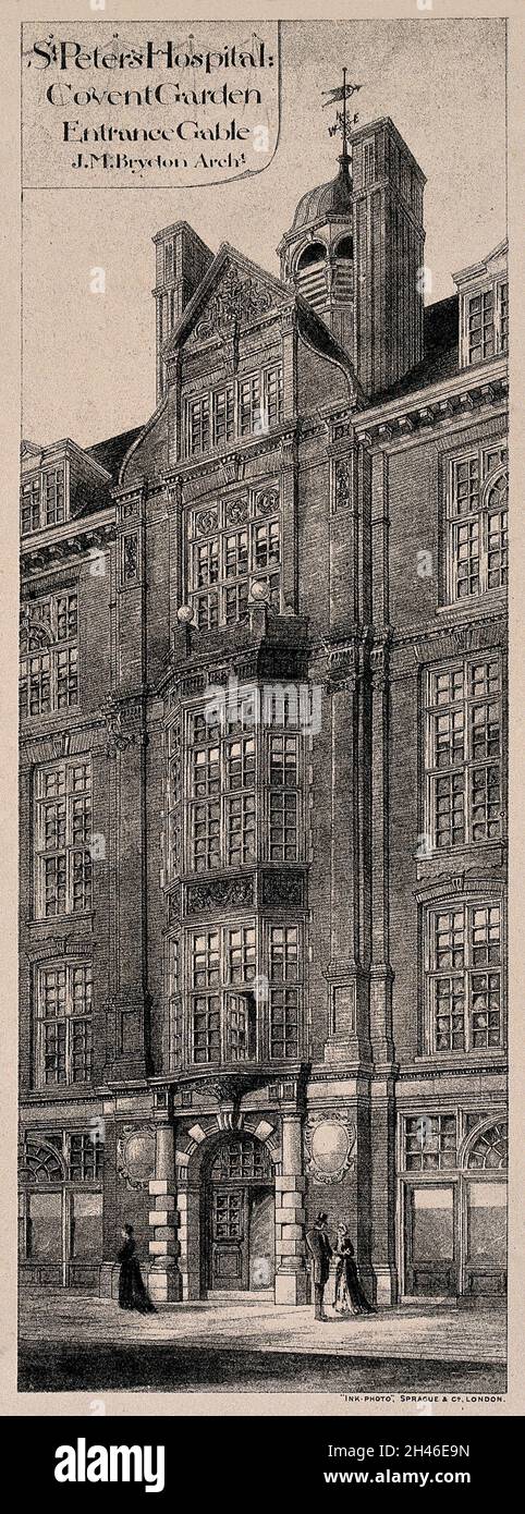St. Peter's Hospital, Henrietta Street, Covent Garden. Offset Lithographie nach J. M. Brydon, 1882. Stockfoto
