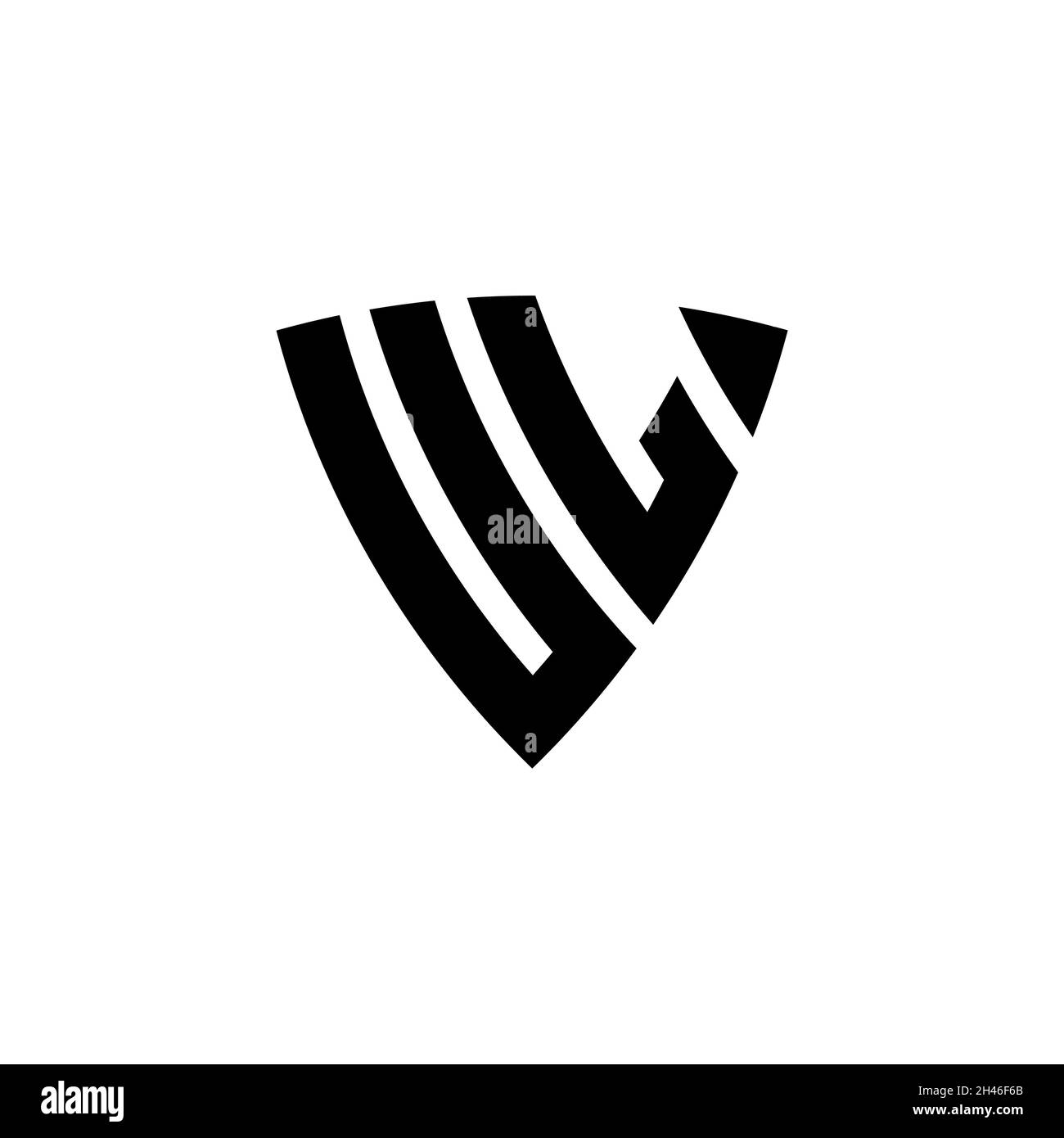 UL Monogram-Logo mit dreieckiger Schildform, isoliert auf weißem Hintergrund. Dreieck-Monogramm-Logo, Schild-Monogramm-Logo, Dreieck s Stock Vektor