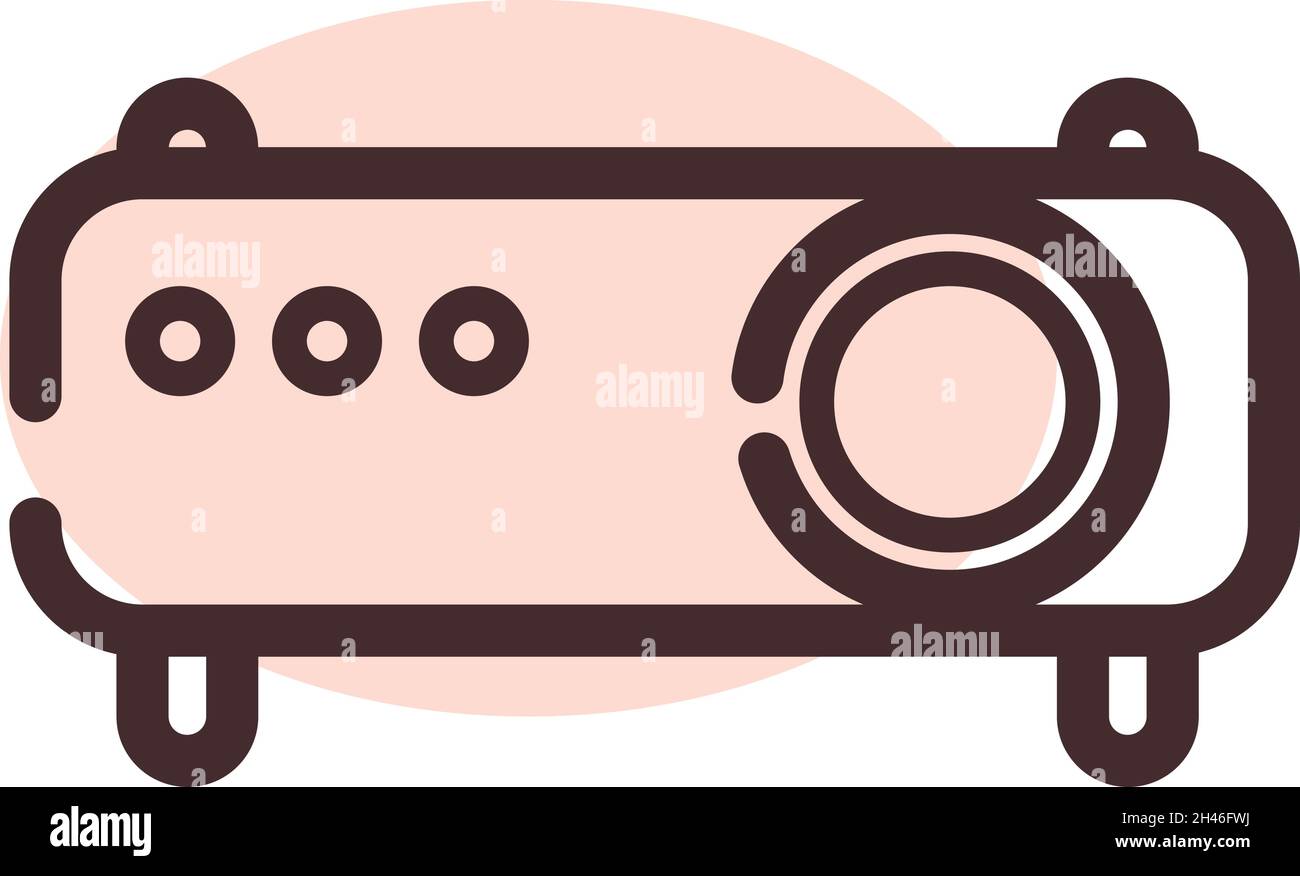 Schulprojektor, Illustration, Vektor, auf weißem Hintergrund. Stock Vektor