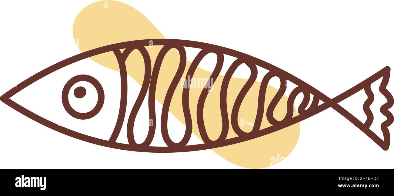 Dünner gelber Seefisch, Illustration, Vektor, auf weißem Hintergrund. Stock Vektor