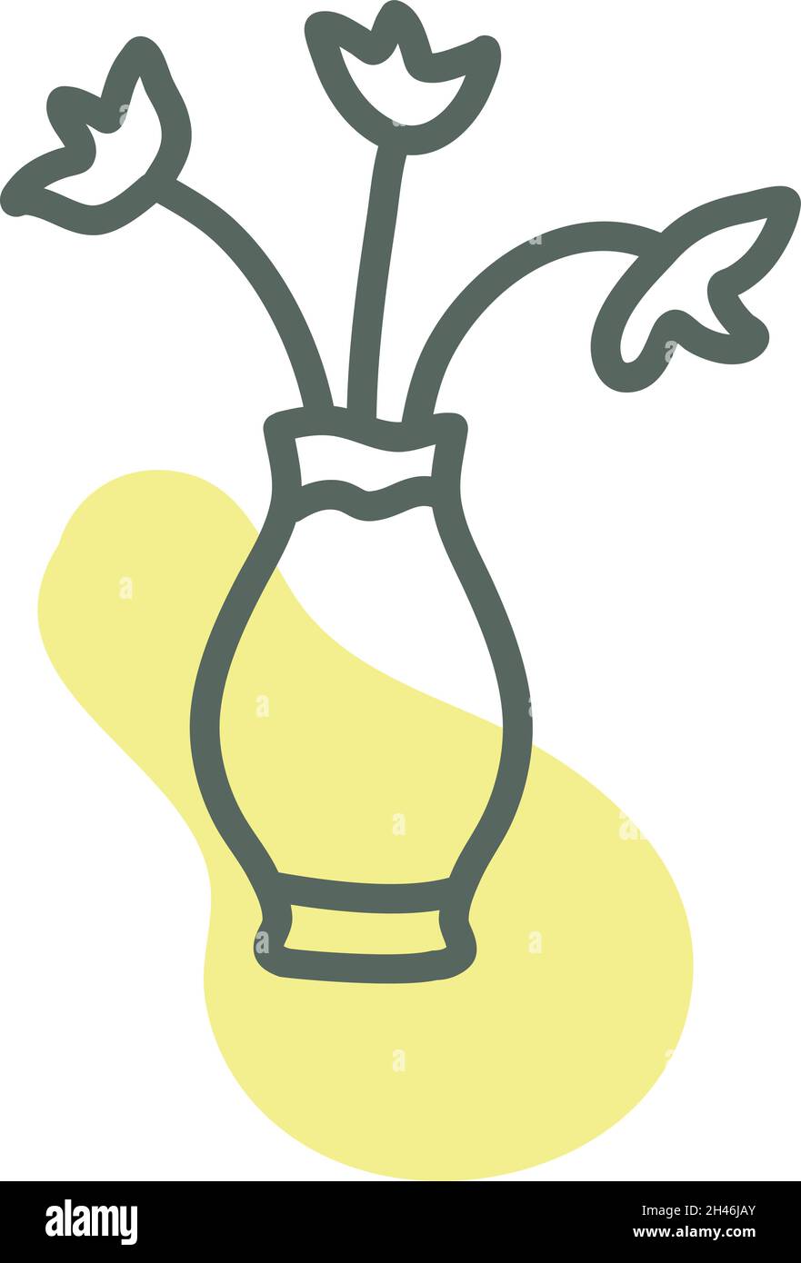 Blumen in Vase, Illustration, Vektor, auf weißem Hintergrund. Stock Vektor